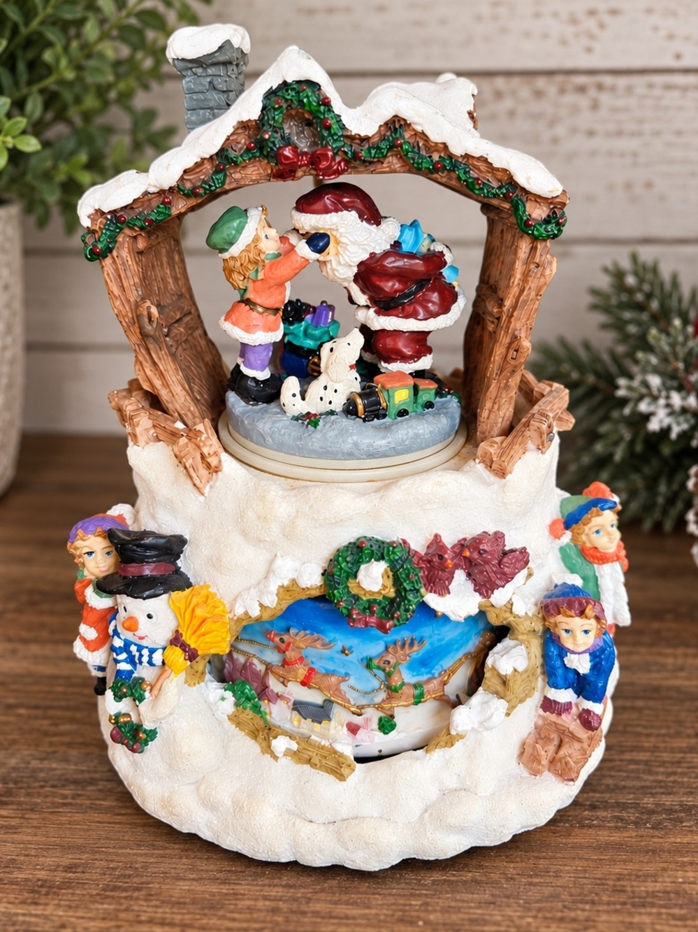 Vintage Christmas Village Music Box "Jingle Bells" 7" x 5" Holiday Decor